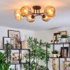Ripoll ceiling light, globe light Amber, 6-light sources