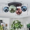 Chehalis ceiling light, globe light blue, green, coppery, 4-light sources
