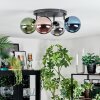 Chehalis ceiling light, globe light blue, chrome, green, coppery, Smoke-coloured, 4-light sources
