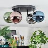 Chehalis ceiling light, globe light blue, chrome, green, coppery, Smoke-coloured, 4-light sources