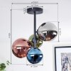 Chehalis ceiling light, globe light 33 cm blue, chrome, green, coppery, Smoke-coloured, 4-light sources