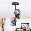 Chehalis ceiling light, globe light 27 cm blue, chrome, green, clear, coppery, Smoke-coloured, 4-light sources