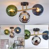 Gastor ceiling light, globe light gold, black, 3-light sources