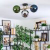 Gastor ceiling light, globe light gold, black, 3-light sources