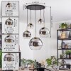 Koyoto hanging light, globe light, pendant light gold, black, 5-light sources