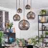 Koyoto hanging light, globe light, pendant light gold, black, 5-light sources