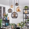 Koyoto hanging light, globe light, pendant light gold, black, 5-light sources