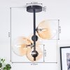 Chehalis ceiling light, globe light 33 cm Amber, clear, 4-light sources