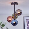 Chehalis ceiling light, globe light 27 cm blue, chrome, green, coppery, Smoke-coloured, 4-light sources