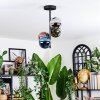 Chehalis ceiling light, globe light 27 cm blue, chrome, green, coppery, Smoke-coloured, 4-light sources