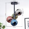 Chehalis ceiling light, globe light 27 cm blue, chrome, green, coppery, Smoke-coloured, 4-light sources
