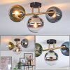 Gastor ceiling light, globe light gold, black, 3-light sources
