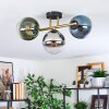 Gastor ceiling light, globe light gold, black, 3-light sources