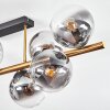 Gastor ceiling light, globe light gold, black, 8-light sources