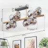 Gastor ceiling light, globe light gold, black, 8-light sources