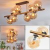 Gastor ceiling light, globe light gold, black, 8-light sources