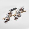 Gastor ceiling light, globe light gold, black, 8-light sources