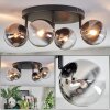 Chehalis ceiling light, globe light chrome, clear, Smoke-coloured, 4-light sources