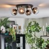 Chehalis ceiling light, globe light chrome, clear, Smoke-coloured, 4-light sources