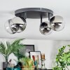 Chehalis ceiling light, globe light chrome, clear, Smoke-coloured, 4-light sources