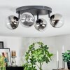 Chehalis ceiling light, globe light chrome, clear, Smoke-coloured, 4-light sources
