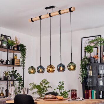 Ripoll hanging light, globe light, pendant light Ecru, black, 5-light sources