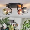 Chehalis ceiling light, globe light blue, chrome, green, clear, coppery, Smoke-coloured, 4-light sources
