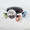 Chehalis ceiling light, globe light blue, chrome, green, clear, coppery, Smoke-coloured, 4-light sources