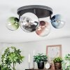 Chehalis ceiling light, globe light blue, chrome, green, clear, coppery, Smoke-coloured, 4-light sources