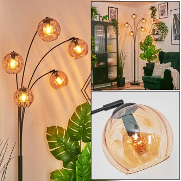 Koyoto globe light, floor lamp Amber, 5-light sources
