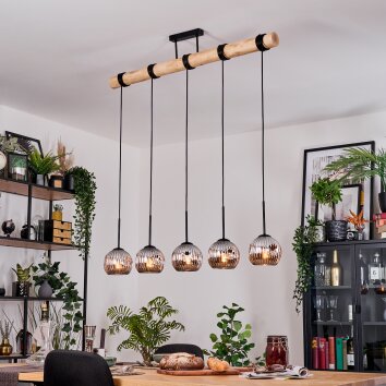 Ripoll hanging light, globe light, pendant light Ecru, black, 5-light sources