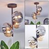 Chehalis ceiling light, globe light 33 cm Amber, clear, Smoke-coloured, 4-light sources