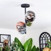 Chehalis ceiling light, globe light 33 cm blue, chrome, green, clear, coppery, Smoke-coloured, 4-light sources