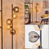 Koyoto globe light, floor lamp Amber, Smoke-coloured, 5-light sources
