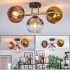 Koyoto ceiling light, globe light gold, black, 3-light sources