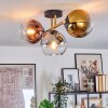 Koyoto ceiling light, globe light gold, black, 3-light sources