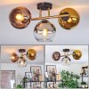 Koyoto ceiling light, globe light gold, black, 3-light sources