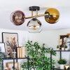 Koyoto ceiling light, globe light gold, black, 3-light sources