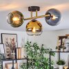 Koyoto ceiling light, globe light gold, black, 3-light sources