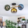 Koyoto ceiling light, globe light gold, black, 3-light sources
