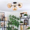 Koyoto ceiling light, globe light gold, black, 3-light sources