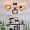 Koyoto ceiling light, globe light gold, black, 3-light sources