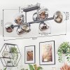 Koyoto ceiling light, globe light chrome, clear, Smoke-coloured, 8-light sources
