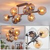 Koyoto ceiling light, globe light Amber, chrome, Smoke-coloured, 8-light sources
