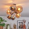 Koyoto ceiling light, globe light Amber, chrome, Smoke-coloured, 8-light sources