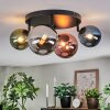 Chehalis ceiling light, globe light blue, chrome, green, coppery, Smoke-coloured, 4-light sources