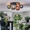 Chehalis ceiling light, globe light blue, chrome, green, coppery, Smoke-coloured, 4-light sources