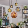 Ripoll hanging light, globe light, pendant light gold, black, 5-light sources