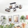 Koyoto ceiling light, globe light chrome, clear, Smoke-coloured, 6-light sources