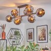 Ripoll ceiling light, globe light chrome, Smoke-coloured, 8-light sources